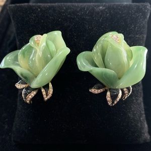 Kenneth Jay Lane Rose Clip Earrings